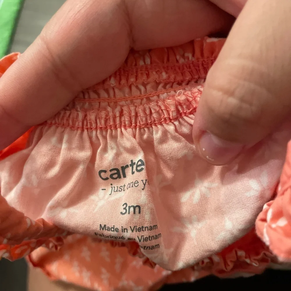 Carter's Coral and White Floral Ruffle Top with matching Shorts Set size 3M